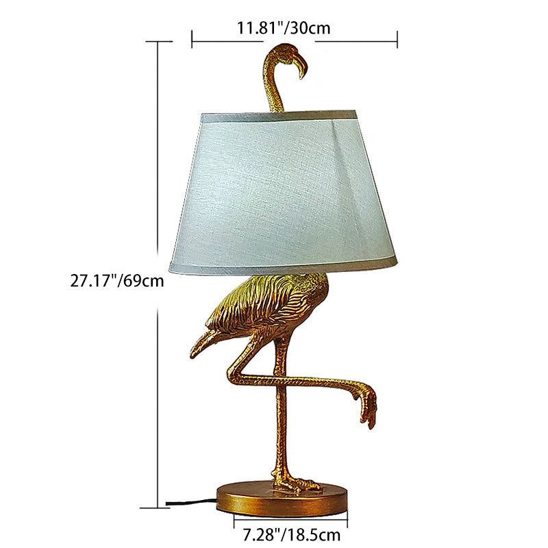 Contemporary Scandinavian Bird Resin Fabric 1-Light Table Lamp For Living Room