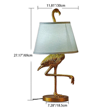 Contemporary Scandinavian Bird Resin Fabric 1-Light Table Lamp For Living Room