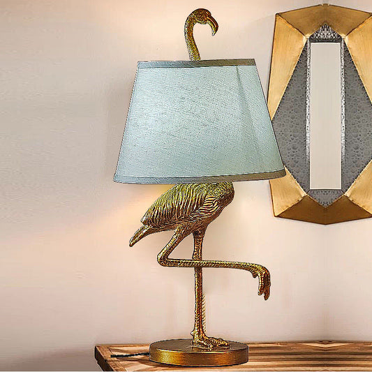 Contemporary Scandinavian Bird Resin Fabric 1-Light Table Lamp For Living Room