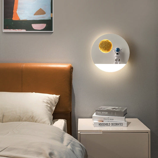 Contemporary Creative Round Iron Resin Acrylic LED Wall Sconce Lamp For Living Room