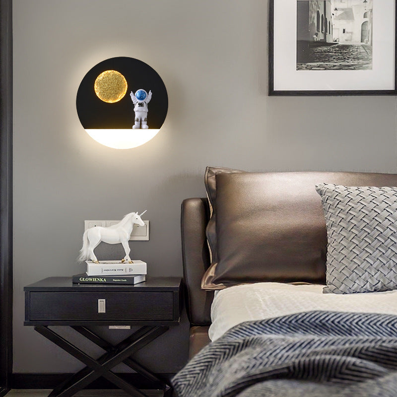 Contemporary Creative Round Iron Resin Acrylic LED Wall Sconce Lamp For Living Room