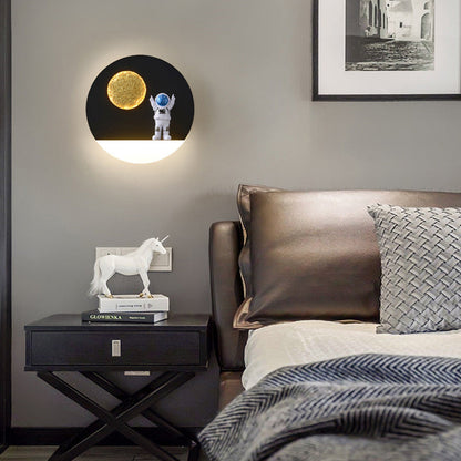 Contemporary Creative Round Iron Resin Acrylic LED Wall Sconce Lamp For Living Room