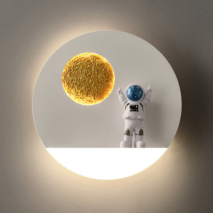Contemporary Creative Round Iron Resin Acrylic LED Wall Sconce Lamp For Living Room