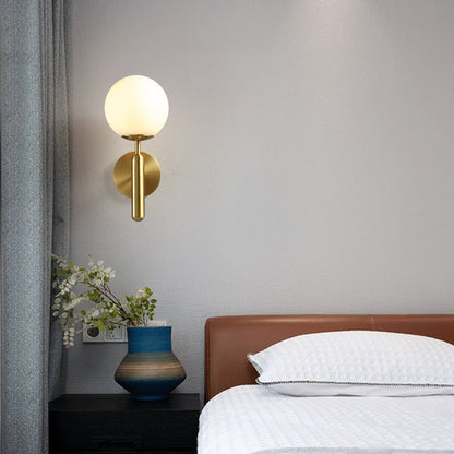 Contemporary Scandinavian Globe Copper Glass 1-Light Wall Sconce Lamp For Living Room