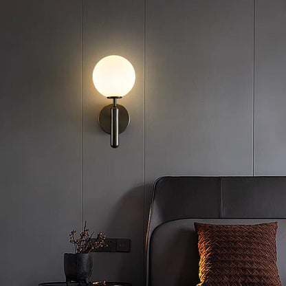 Contemporary Scandinavian Globe Copper Glass 1-Light Wall Sconce Lamp For Living Room