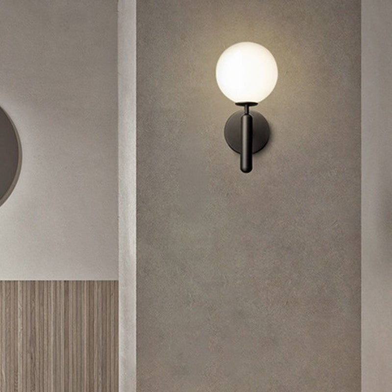 Contemporary Scandinavian Globe Copper Glass 1-Light Wall Sconce Lamp For Living Room