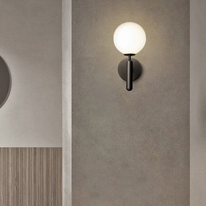 Contemporary Scandinavian Globe Copper Glass 1-Light Wall Sconce Lamp For Living Room