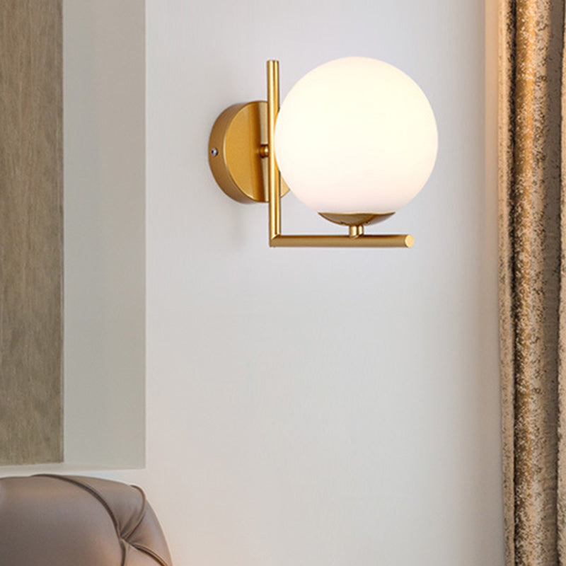 Contemporary Scandinavian Globe Iron Glass 1-Light Wall Sconce Lamp For Living Room