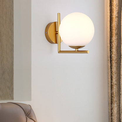 Contemporary Scandinavian Globe Iron Glass 1-Light Wall Sconce Lamp For Living Room