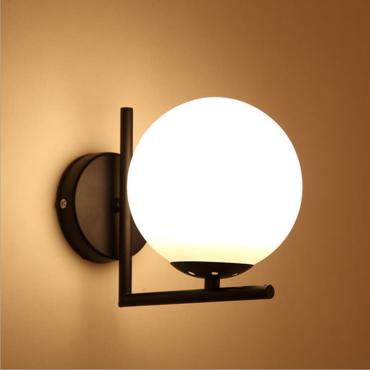 Contemporary Scandinavian Globe Iron Glass 1-Light Wall Sconce Lamp For Living Room