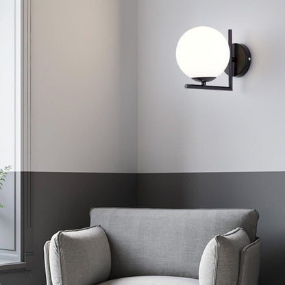 Contemporary Scandinavian Globe Iron Glass 1-Light Wall Sconce Lamp For Living Room