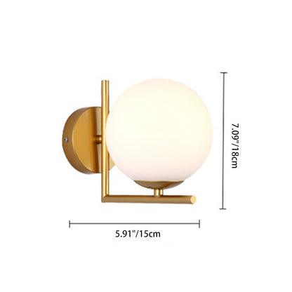 Contemporary Scandinavian Globe Iron Glass 1-Light Wall Sconce Lamp For Living Room