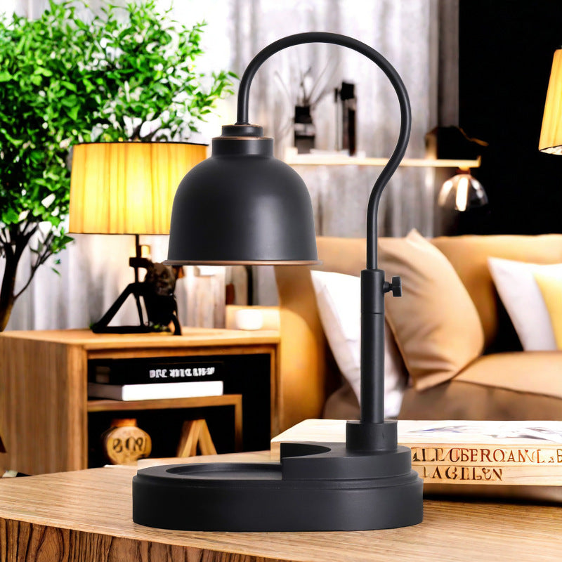 Modern Minimalist Dome Wood Iron 1-Light Melting Wax Table Lamp For Living Room