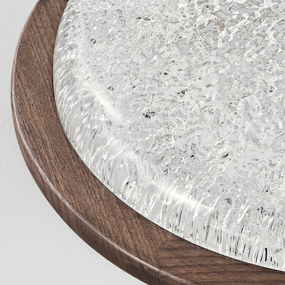 Contemporary Retro Round Wood Resin LED Flush Mount Ceiling Light For Living Room