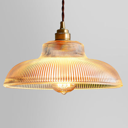 Traditional Vintage Round Iron Glass 1-Light Pendant Light For Living Room