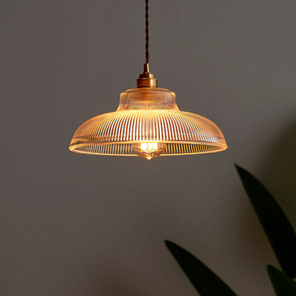 Traditional Vintage Round Iron Glass 1-Light Pendant Light For Living Room