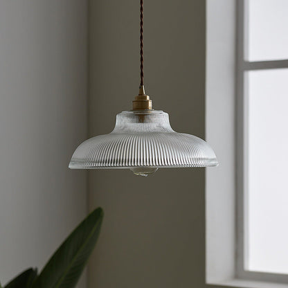 Traditional Vintage Round Iron Glass 1-Light Pendant Light For Living Room