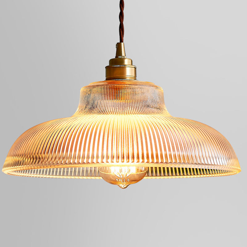 Traditional Vintage Round Iron Glass 1-Light Pendant Light For Living Room