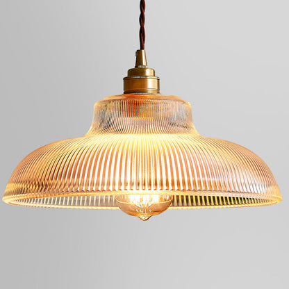 Traditional Vintage Round Iron Glass 1-Light Pendant Light For Living Room