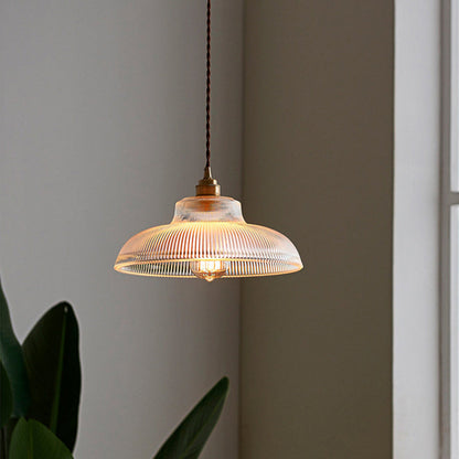 Traditional Vintage Round Iron Glass 1-Light Pendant Light For Living Room
