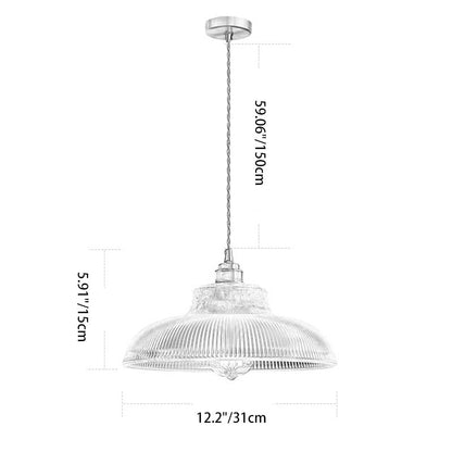 Traditional Vintage Round Iron Glass 1-Light Pendant Light For Living Room