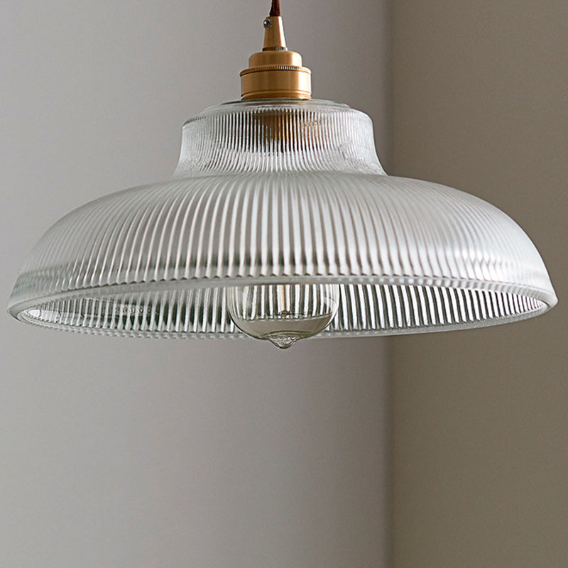 Traditional Vintage Round Iron Glass 1-Light Pendant Light For Living Room