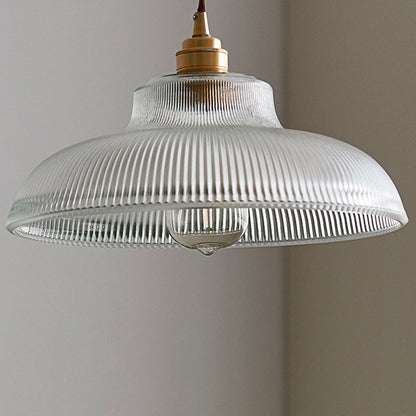 Traditional Vintage Round Iron Glass 1-Light Pendant Light For Living Room