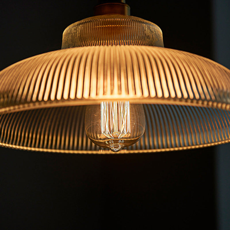 Traditional Vintage Round Iron Glass 1-Light Pendant Light For Living Room