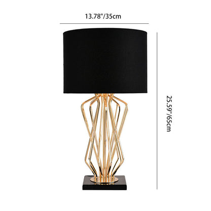 Contemporary Luxury Cylinder Iron Fabric 1-Light Table Lamp For Living Room
