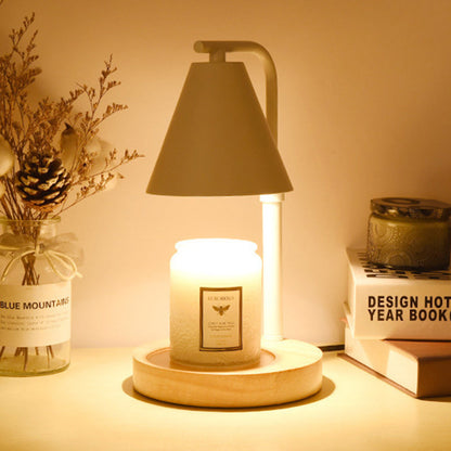 Contemporary Creative Cone Wood Iron 1-Light Melting Wax Table Lamp For Living Room