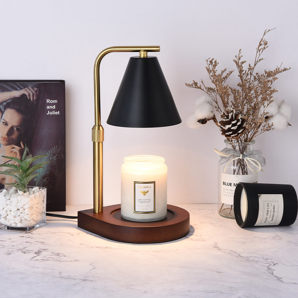 Contemporary Creative Cone Wood Iron 1-Light Melting Wax Table Lamp For Living Room
