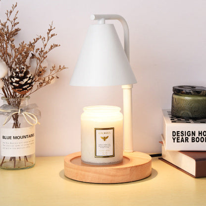 Contemporary Creative Cone Wood Iron 1-Light Melting Wax Table Lamp For Living Room