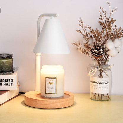 Contemporary Creative Cone Wood Iron 1-Light Melting Wax Table Lamp For Living Room