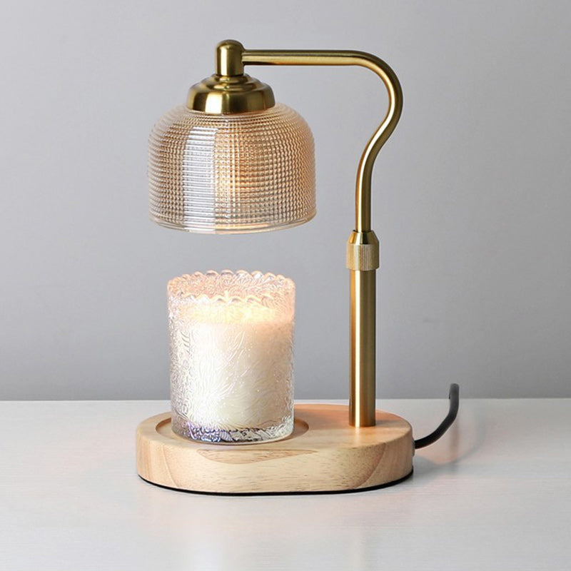 Contemporary Nordic Dome Wood Iron Glass 1-Light Melting Wax Table Lamp For Living Room