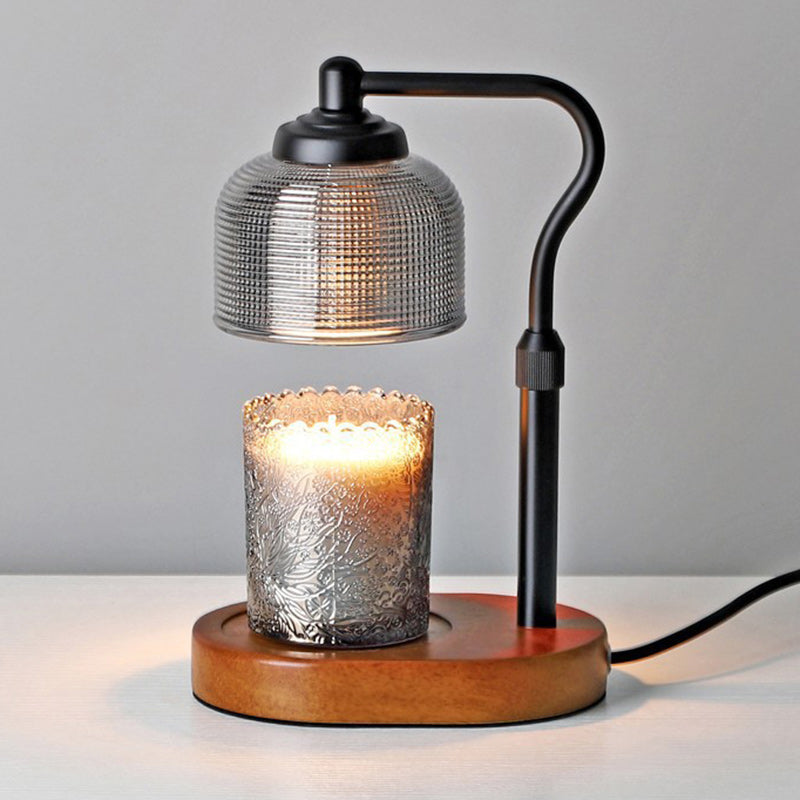 Contemporary Nordic Dome Wood Iron Glass 1-Light Melting Wax Table Lamp For Living Room