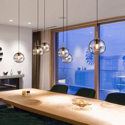 Contemporary Nordic Globe Iron Glass 1-Light Pendant Light For Living Room