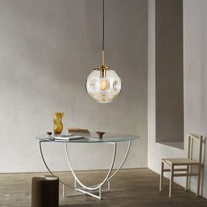 Contemporary Nordic Globe Iron Glass 1-Light Pendant Light For Living Room