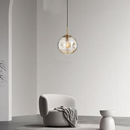 Contemporary Nordic Globe Iron Glass 1-Light Pendant Light For Living Room