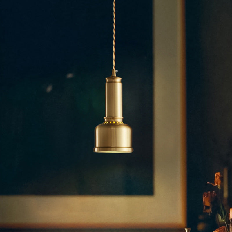 Traditional Vintage Cylinder Copper 1-Light Pendant Light For Living Room