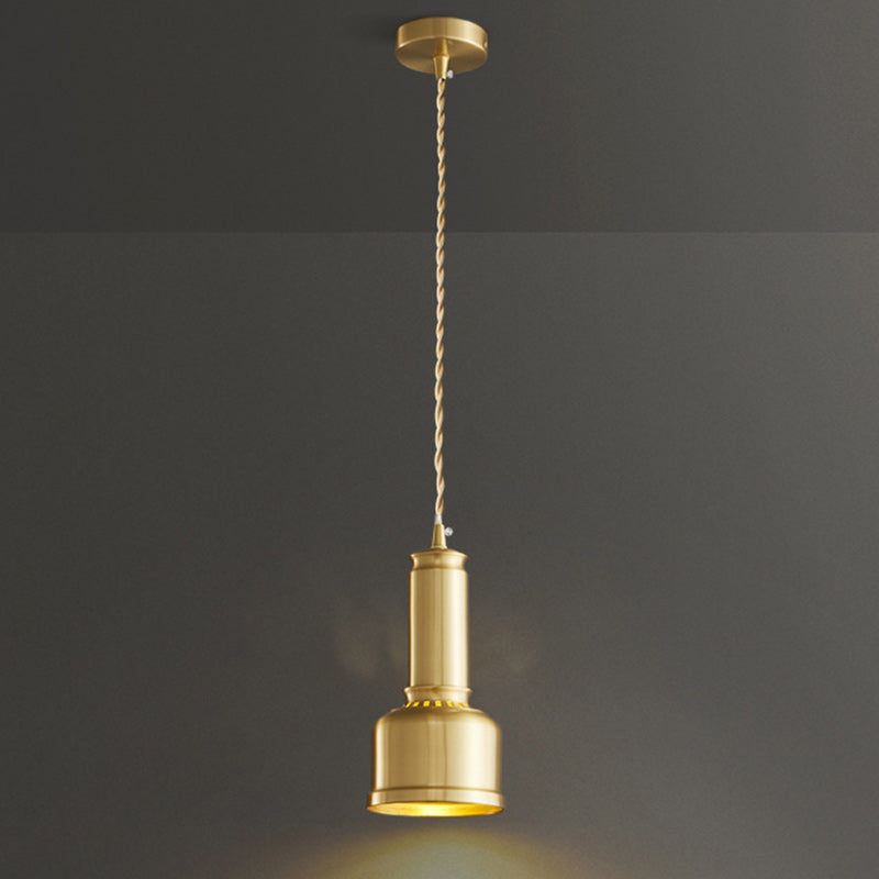 Traditional Vintage Cylinder Copper 1-Light Pendant Light For Living Room