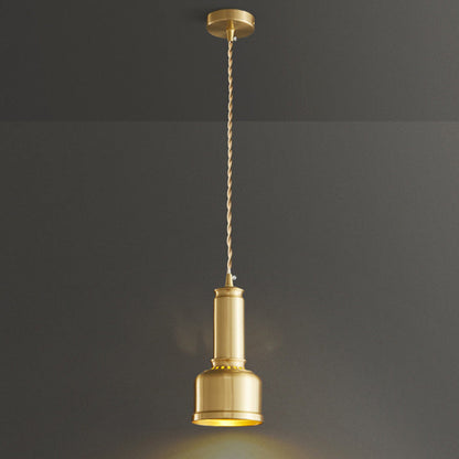 Traditional Vintage Cylinder Copper 1-Light Pendant Light For Living Room