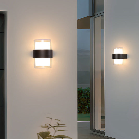 Modern Minimalist Cylinder Aluminum Acrylic LED Wall Sconce Lamp For Garden