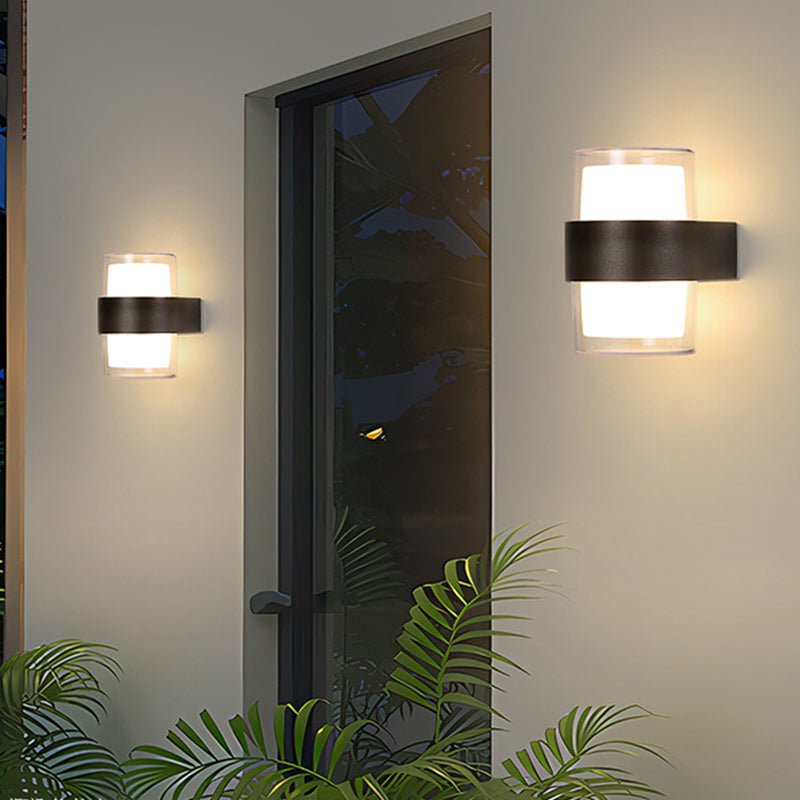 Modern Minimalist Cylinder Aluminum Acrylic LED Wall Sconce Lamp For Garden