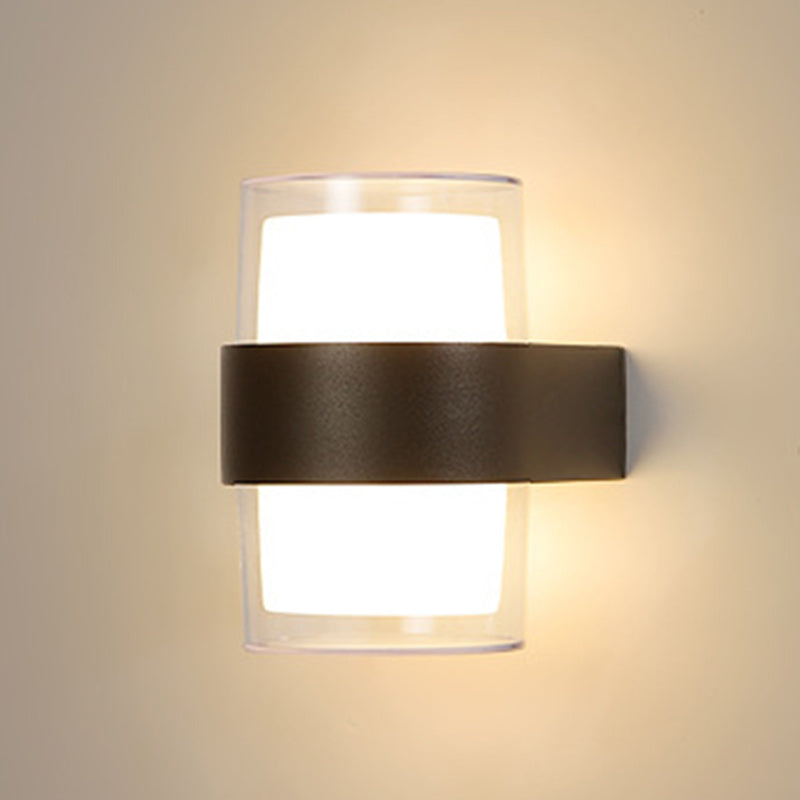 Modern Minimalist Cylinder Aluminum Acrylic LED Wall Sconce Lamp For Garden