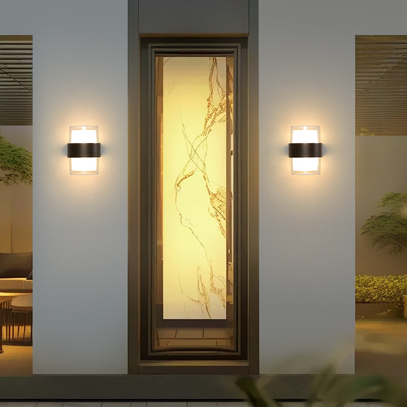 Modern Minimalist Cylinder Aluminum Acrylic LED Wall Sconce Lamp For Garden