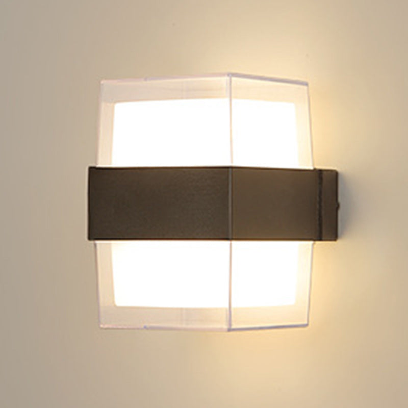 Modern Minimalist Cylinder Aluminum Acrylic LED Wall Sconce Lamp For Garden