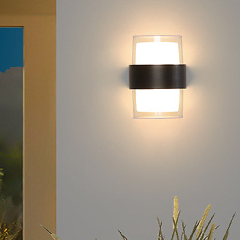 Modern Minimalist Cylinder Aluminum Acrylic LED Wall Sconce Lamp For Garden