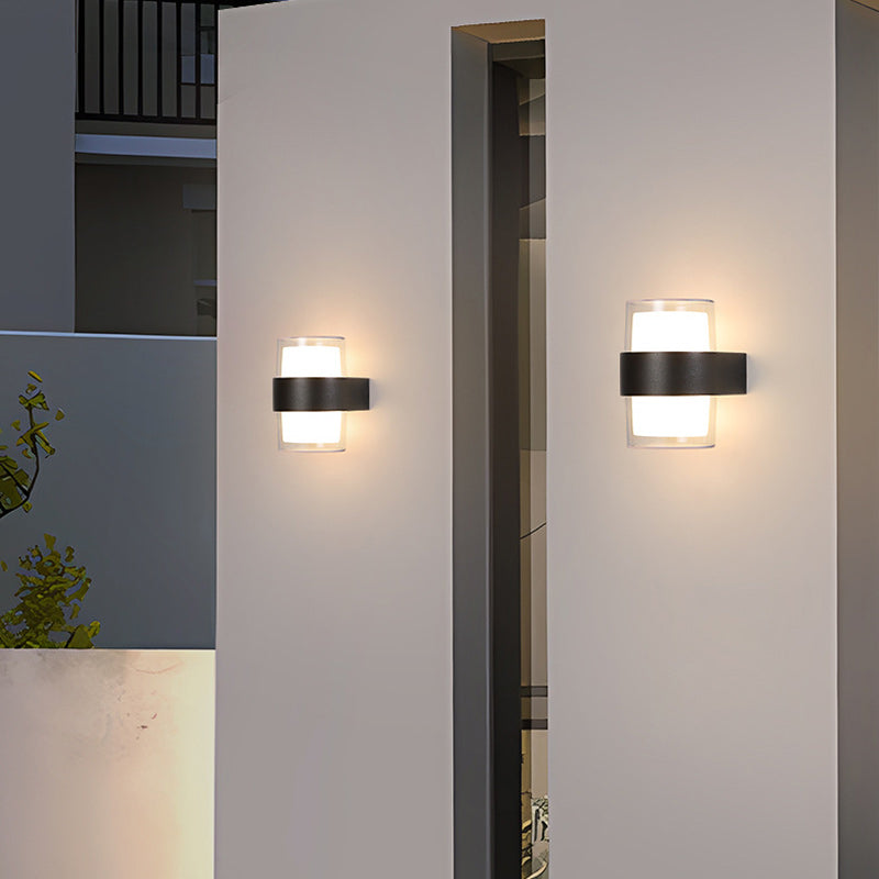 Modern Minimalist Cylinder Aluminum Acrylic LED Wall Sconce Lamp For Garden