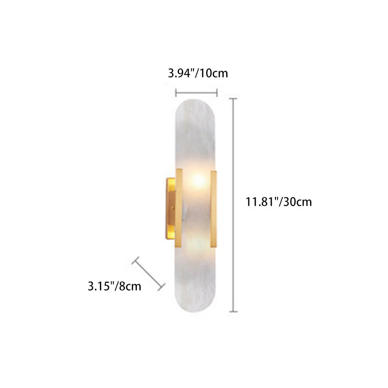 Contemporary Nordic Oval Iron Stone 2-Light Wall Sconce Lamp For Living Room