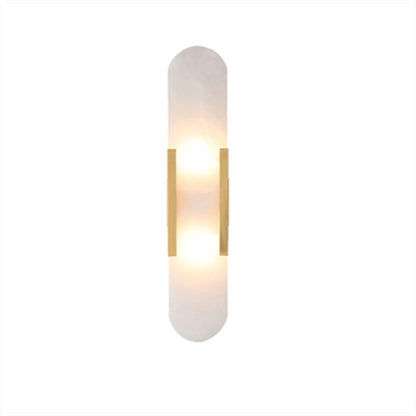 Contemporary Nordic Oval Iron Stone 2-Light Wall Sconce Lamp For Living Room